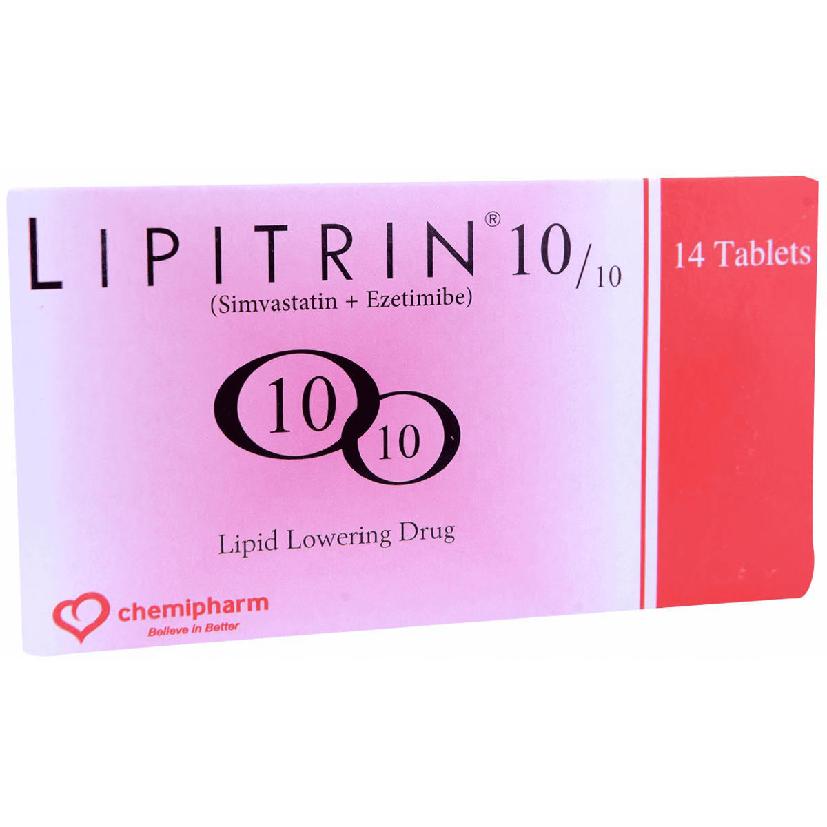 Lipitrin 10/10mg 14 Tablets image number 0