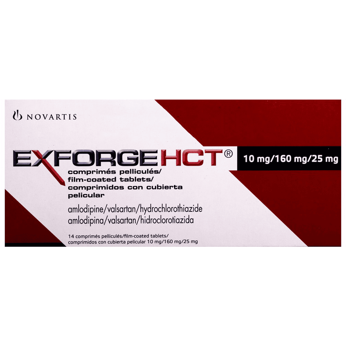 Exforge Hct 10/160/25mg 14 Film Coated Tablets image number 0