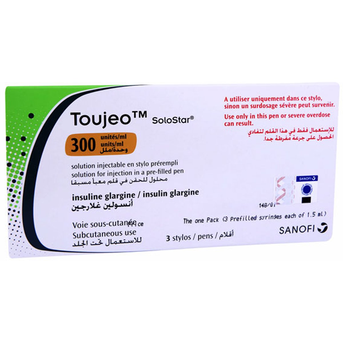 Toujeo 300i.u./ml Subcutanous 1.5ml 3 Prefilled Pen (Refrigerated) image number 0