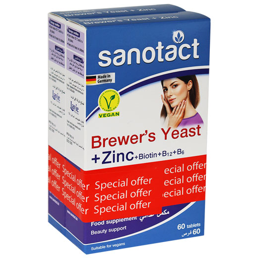 Sanotact Brewers Yeast + Zinc 2 X 60 Tablets (Offer Pack) image number 0