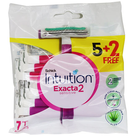 Schick Intuition Exacta 2 Sensitive Disposable Razor 5+2 Pieces (Offer Pack) image number 0