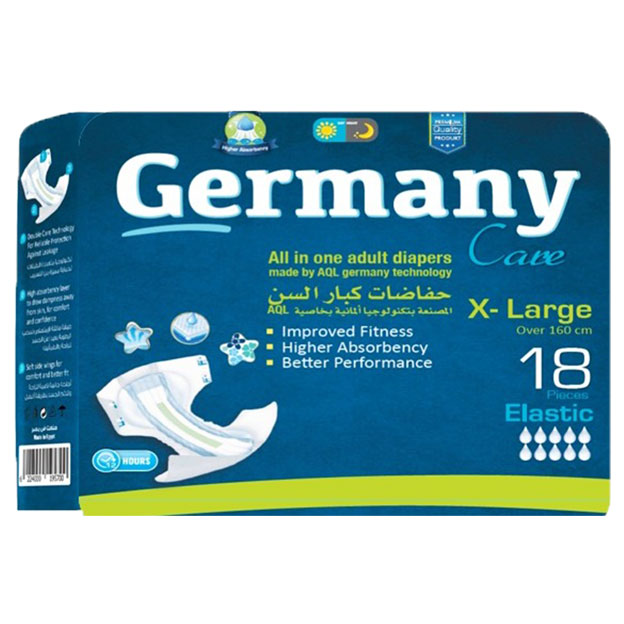 Germany Care Adult Diapers Xlarge 18 pieces + 2 Masks (Offer Pack) image number 0