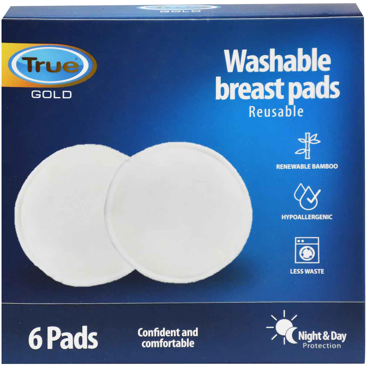True Gold Washable Breast Pads 6 Pieces /2024888 image number 0