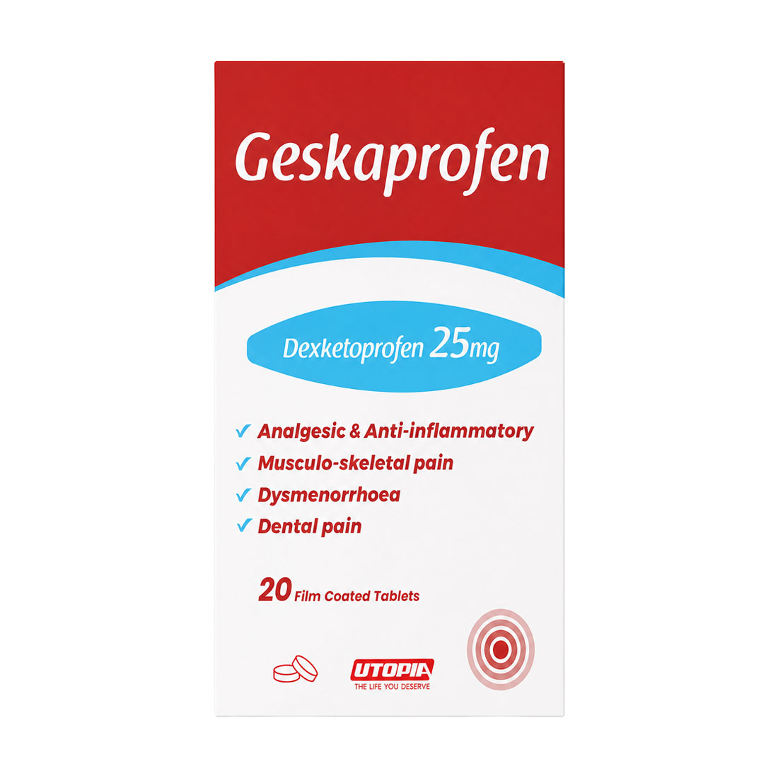 Geskaprofen 25mg 20 Film Coated Tablets image number 0