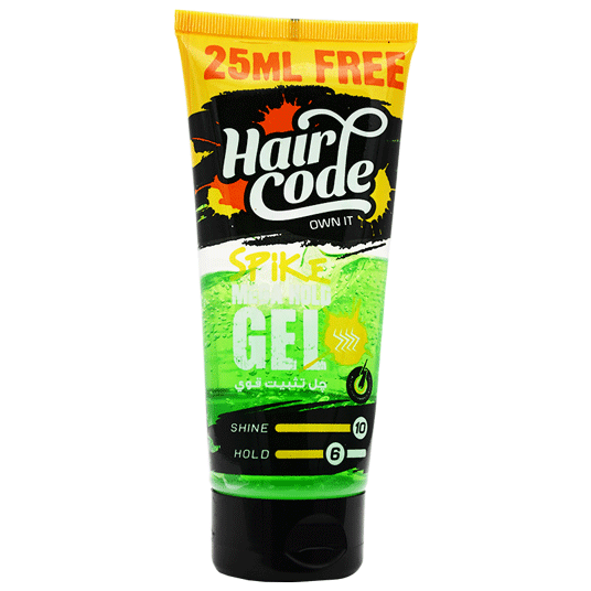 Hair Code Spike Mega Hold Green Gel 160ml+25ml Extra (Offer Pack) image number 0