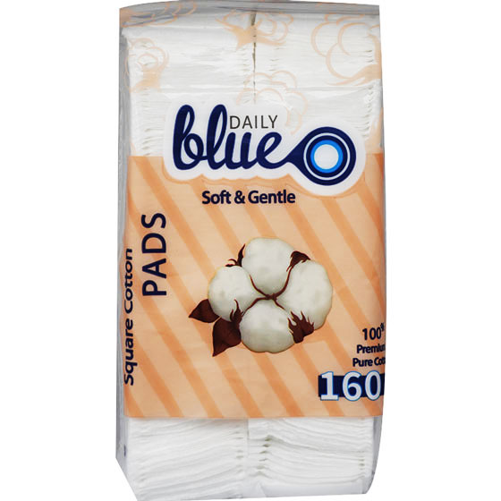 Daily Blue Square Cotton Pads 160 Pieces image number 0