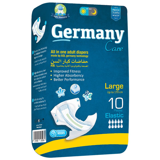 Germany Care Adult Diapers Large 10 pieces + 2 Masks (Offer Pack) image number 0