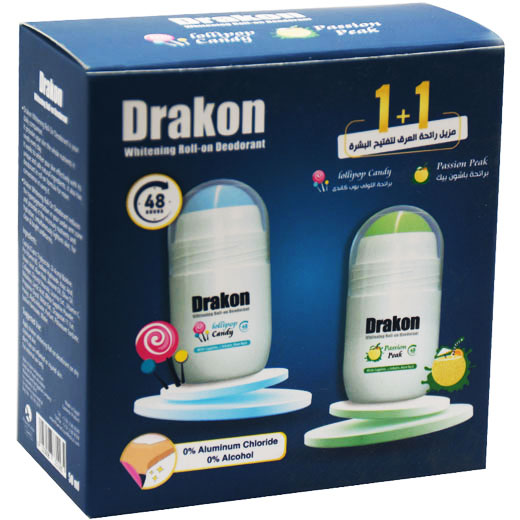 Drakon ( Lollypop Candy + Passion Peak ) Deodorant Roll On 2X50ml (Offer Pack) image number 0