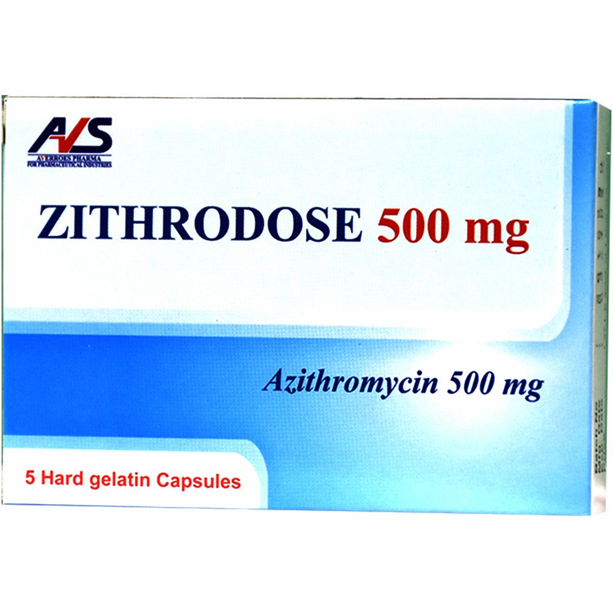 Zithrodose 500mg 5 Hard Gel Capsules image number 0
