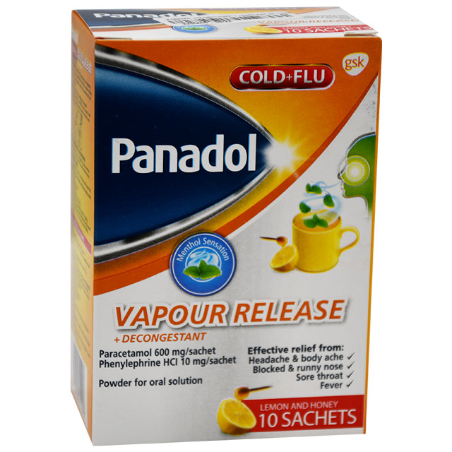 Panadol Cold&Flu (600+10) mg vaporub 10 Sachet + Decongestant 10 Sachets Powder For Oral Solution In Sachet For Effective Relief From Cold & Flu Symptoms image number 0