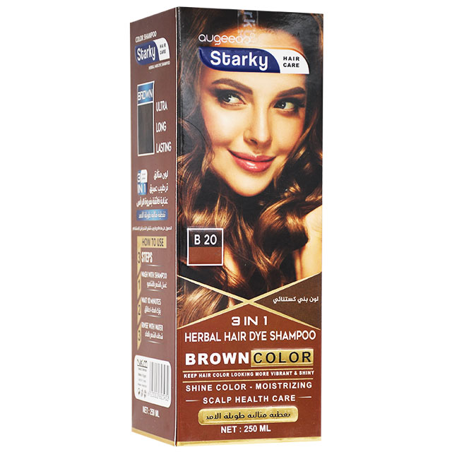 Starky Herbal Hair Dye Shampoo Brown 250ml image number 0