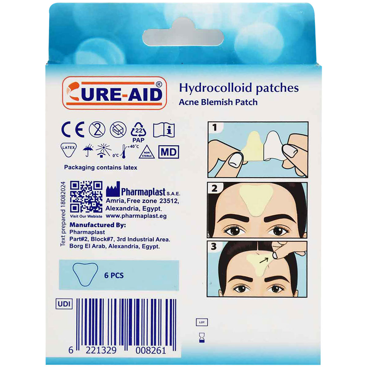 Cure Aid Hydrocolloid Patches 6 Pieces image number 1