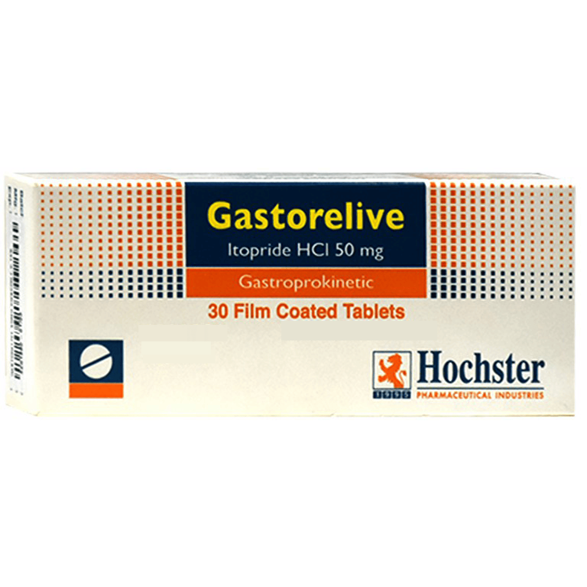 Gastorelive 50mg 30 Scored Film Coated Tablets image number 0