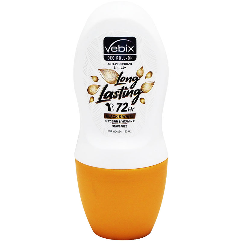 Vebix Long Lasting Black and White Deodorant Roll On for Women 50ml image number 0