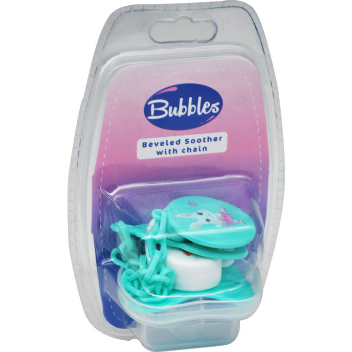Bubbles Beveled Soother With Chain image number 0