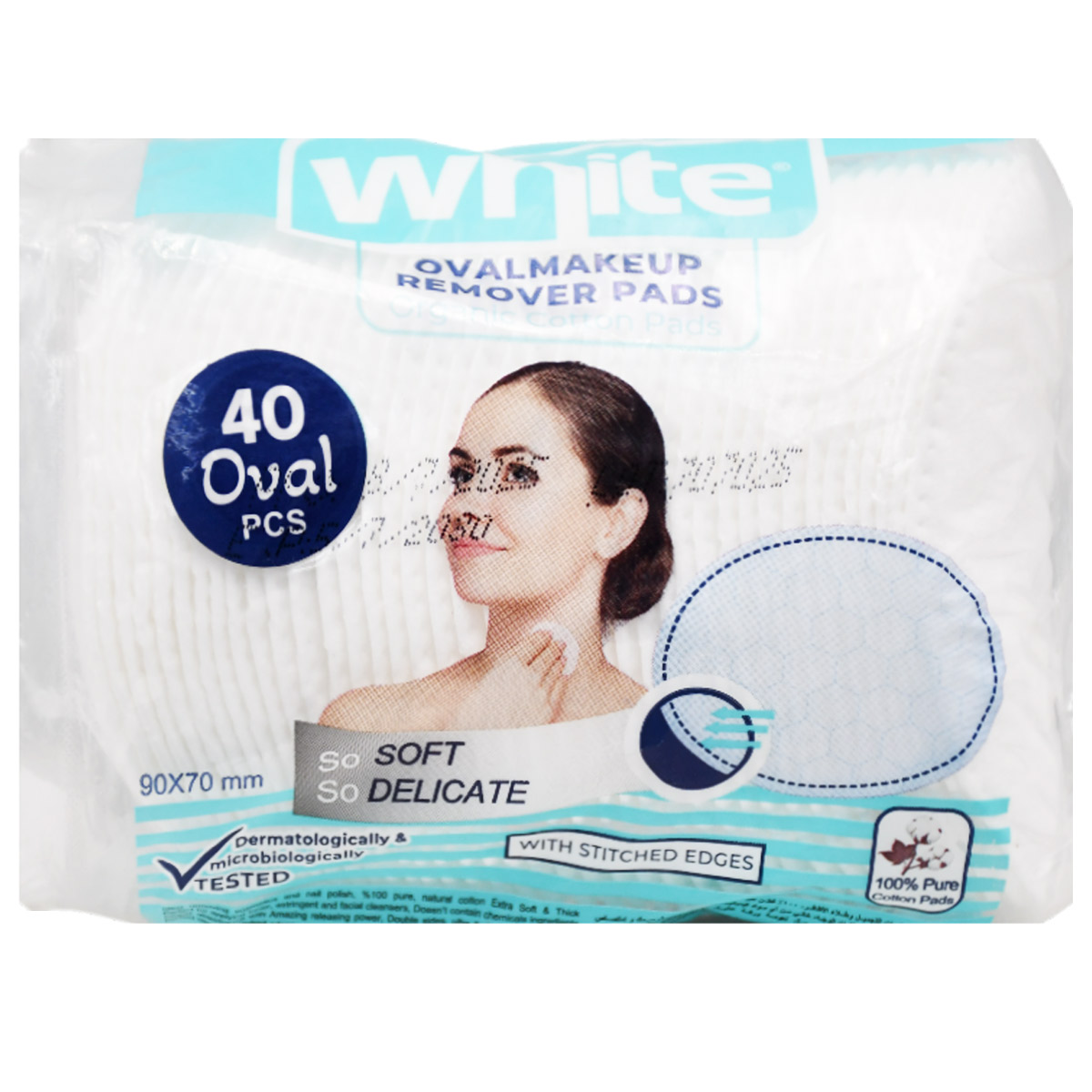 White Oval Cotton Makeup Remover Pads 40 Pieces image number 0