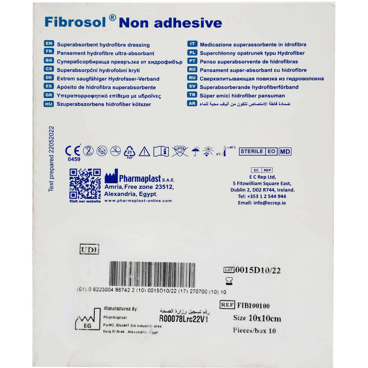 Fibrosol Non Adhesive Hydrofibre Dressing 10&times;10cm 1 Piece image number 1