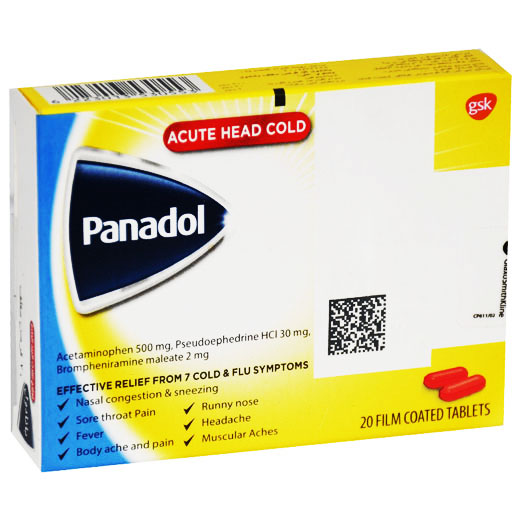 Panadol Acute Head Cold 20 Film Coated Tablets image number 0