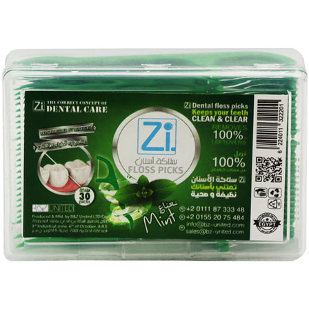 Zi Floss Picks Mint Flavor Box 30 Pieces image number 0
