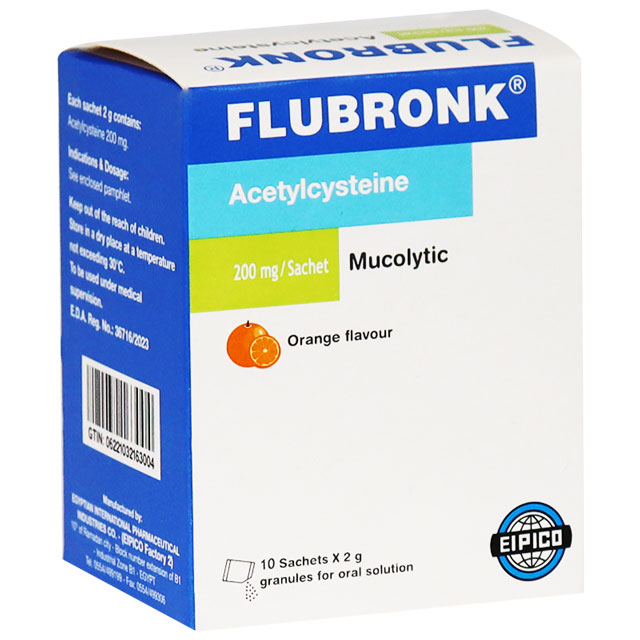 Flubronk Orange Flavor 200mg 10 Sachets image number 0