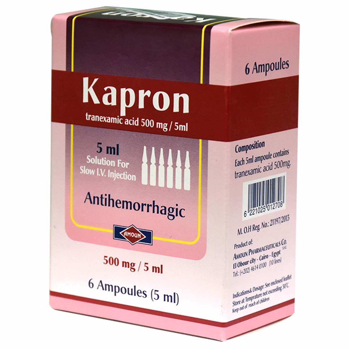Kapron 500mg/5ml 6 Ampoules image number 0