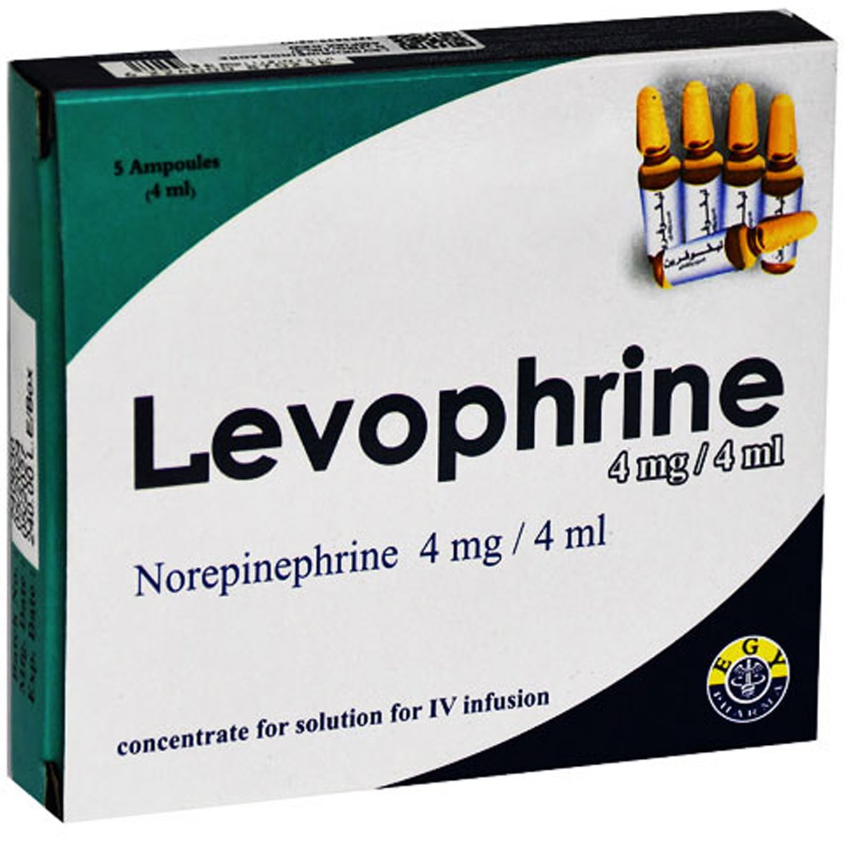 Levophrine ( Noradrenalin ) 4mg/4ml 5 Ampoules image number 0