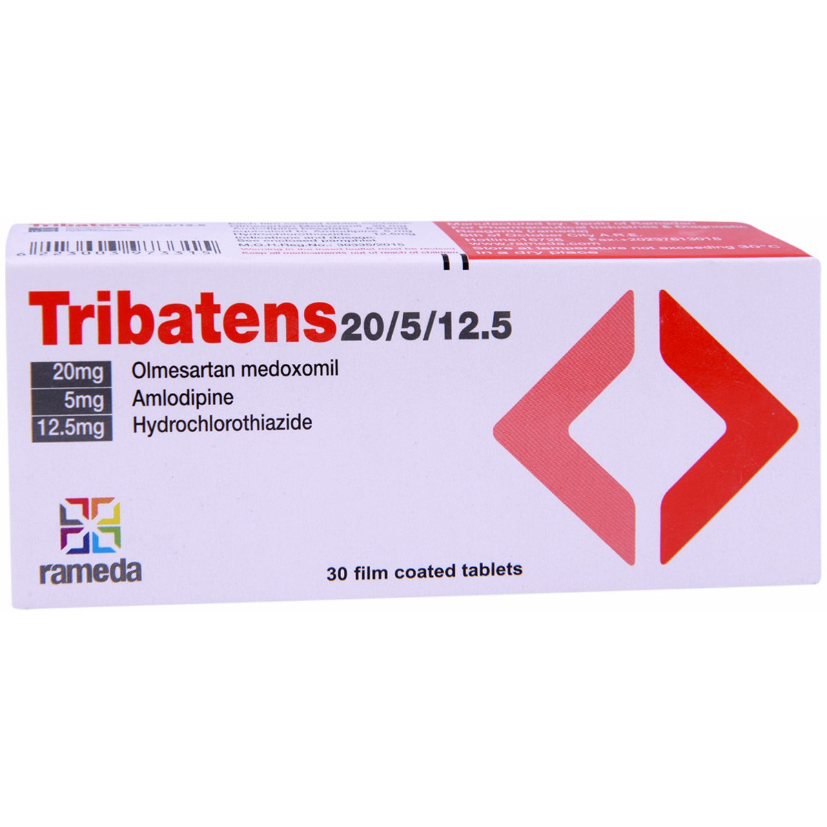 Tribatens 20/5/12.5mg 30 Film Coated Tablets image number 0