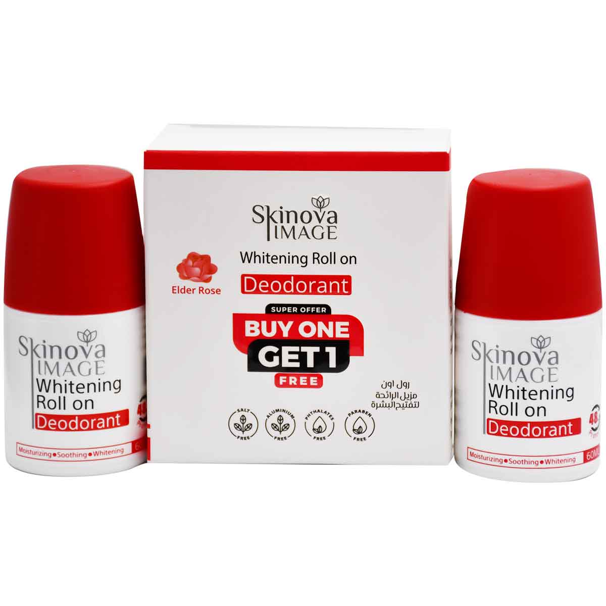 Skinova Elder Rose Whitening Deodorant Roll On 60 ml (1+1) (Offer Pack) image number 0