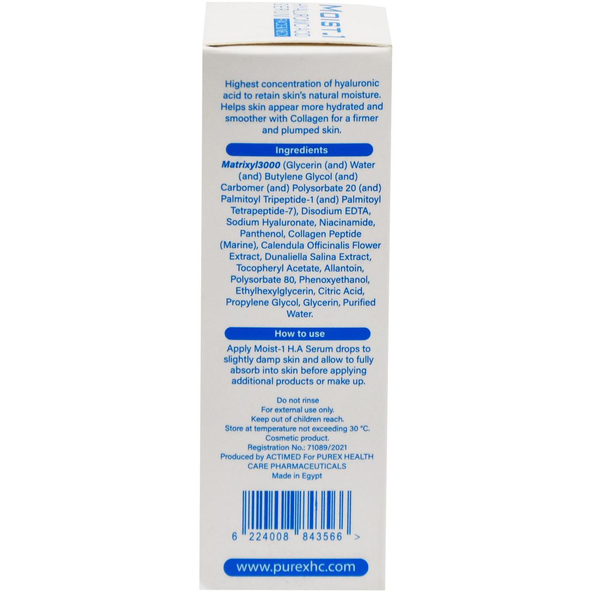 Moist-1 Hyaluronic Acid Anti Aging Serum For Face and Neck 30 ml image number 1