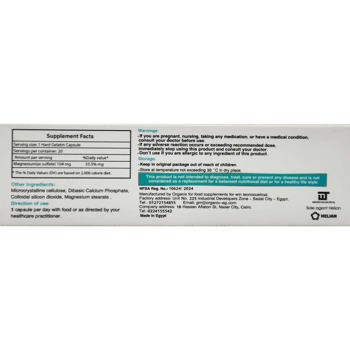 Winmag 20 Hard Gelatin Capsules image number 1