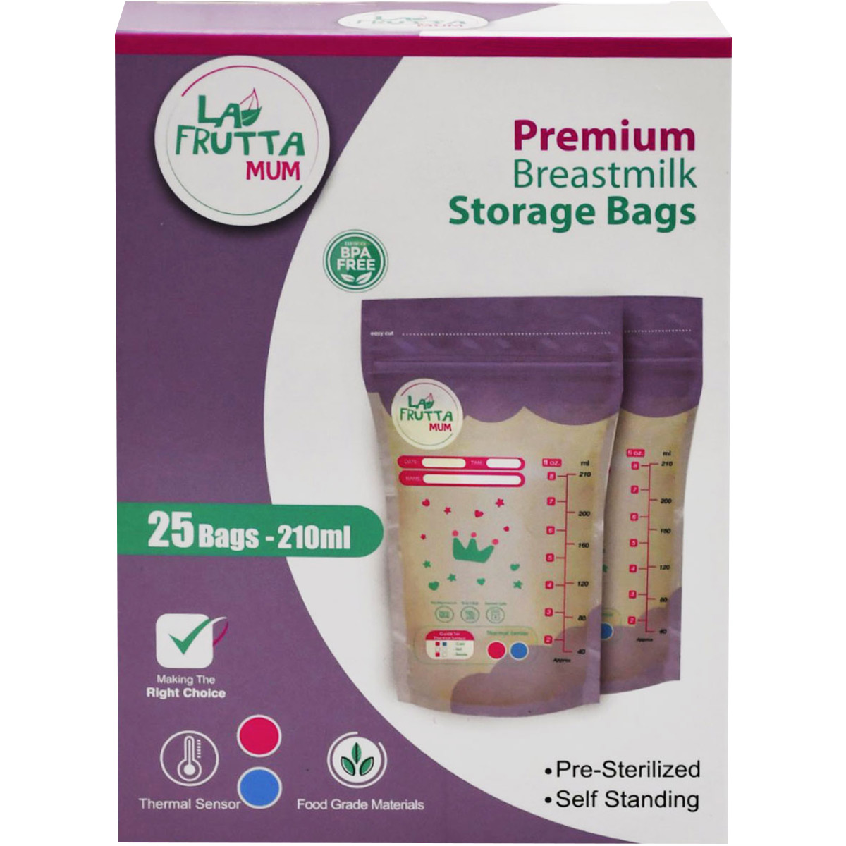 La Frutta Breast Milk Storage Bags 25X210 ml/25420 image number 0