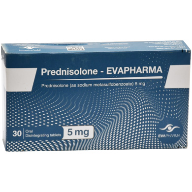 Prednisolone Evapharma 5mg 30 Orodispersible Tablets image number 0