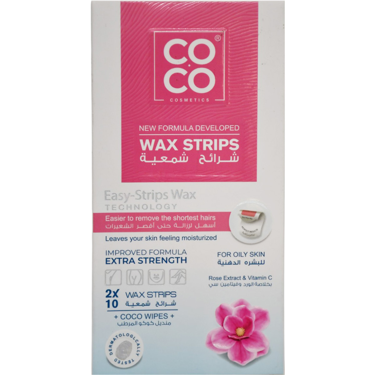 Coco Wax Strips Rose For Oily Skin 2x10 Pieces image number 0