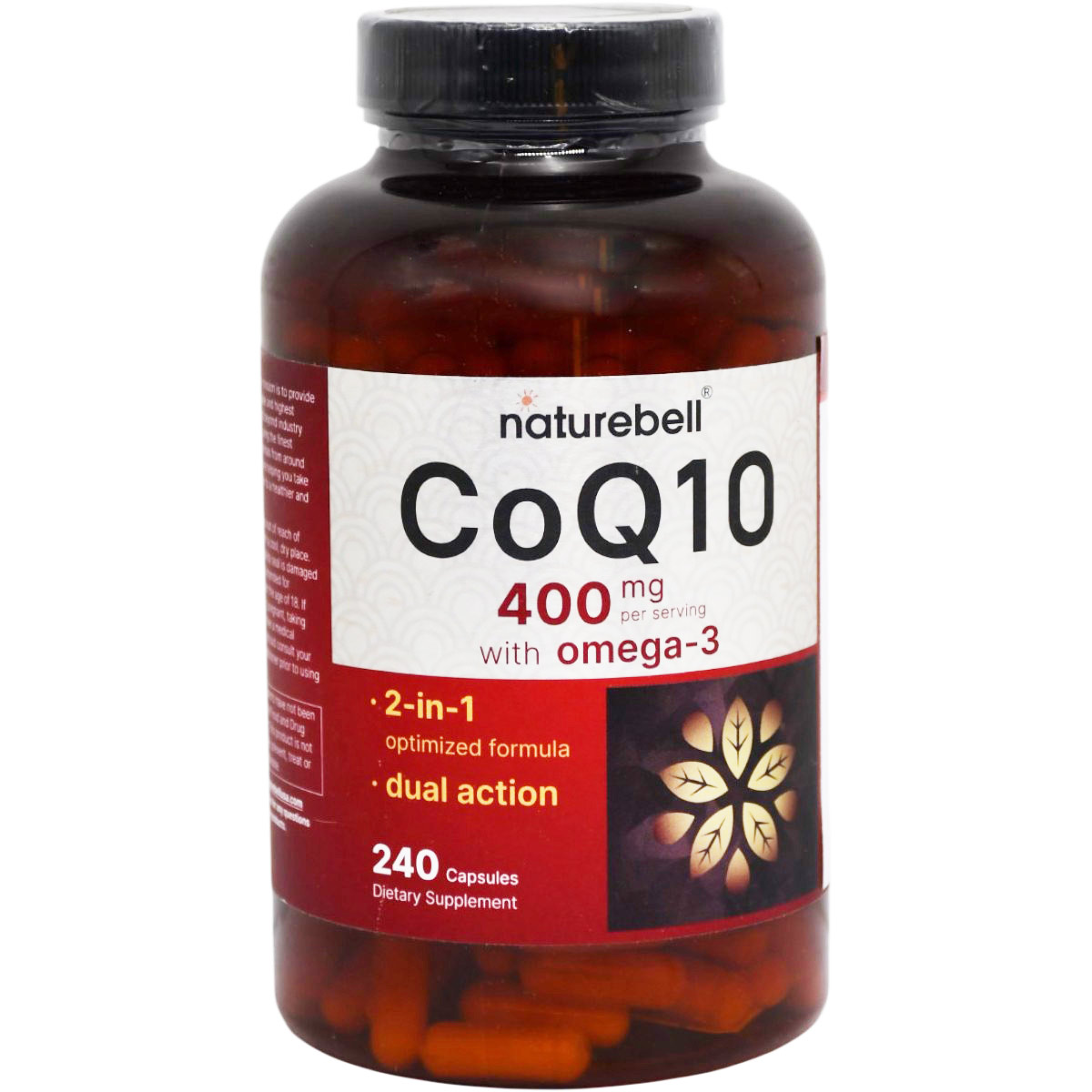 Naturebell Coenzyme Q10 400mg With Omega 3 Dual Action 240 Capsules image number 0