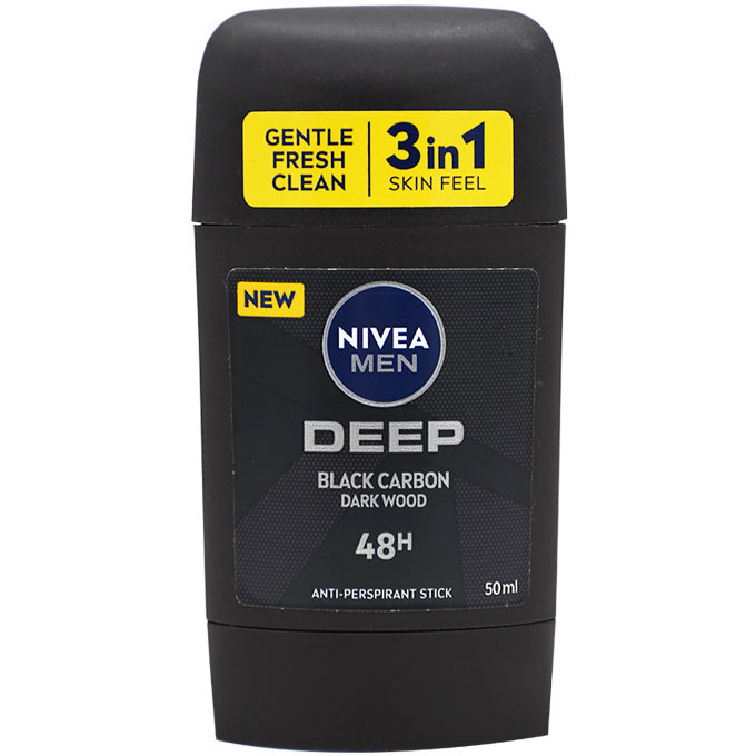 Nivea Deep Black Carbon Dark Wood Deoderant Stick For Men 50ml image number 0