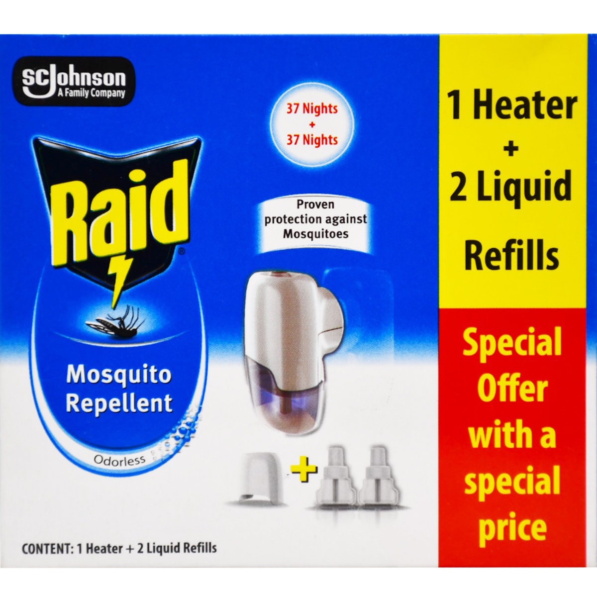 Raid Electric Heater + Liquid Mosquito Repellent 2 x 41ml (Offer Pack) image number 0