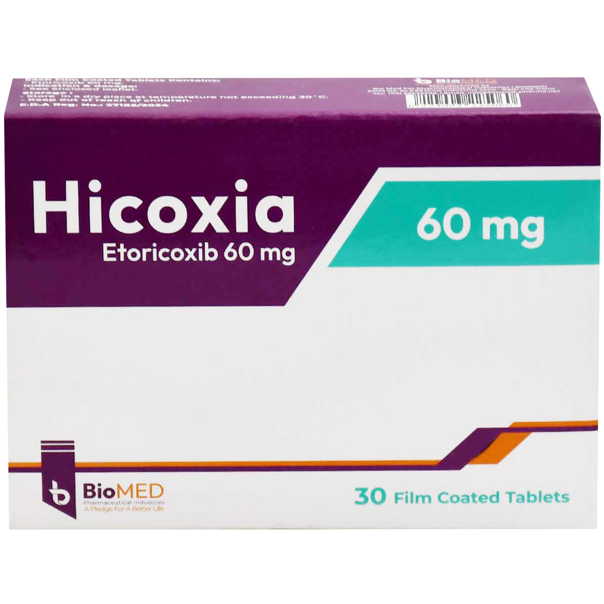 Hicoxia 60 mg 30 Film Coated Tablets image number 0