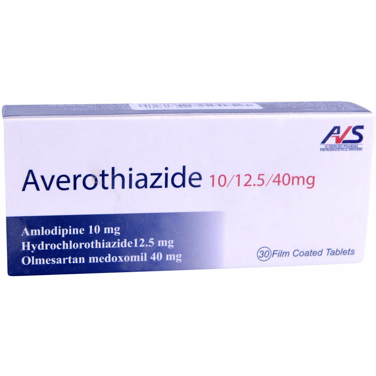 Averothiazide 10/12.5/40mg 30 Film Coated Tablets image number 0