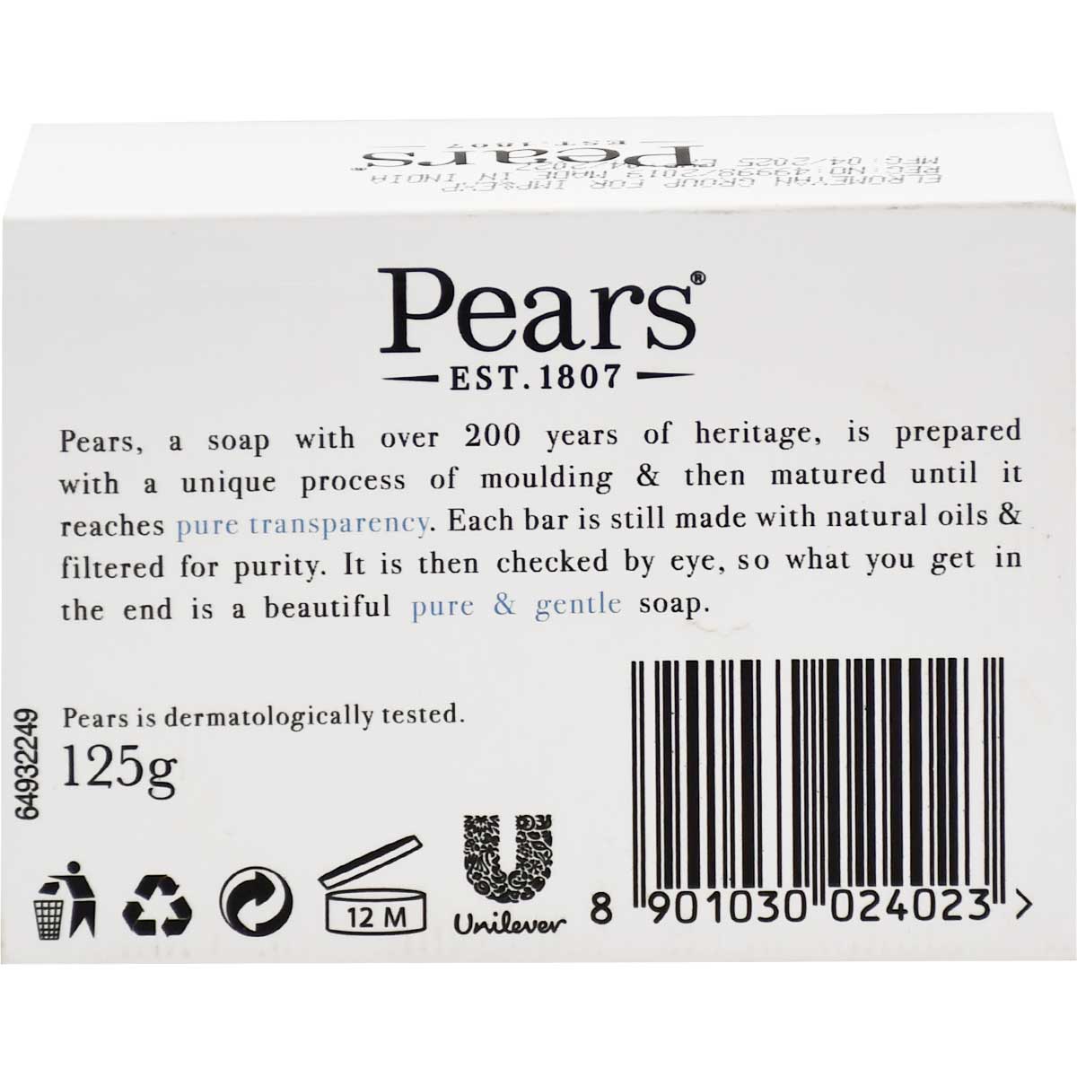 Pears Pure and Gentle Mint Soap 125 gm image number 1