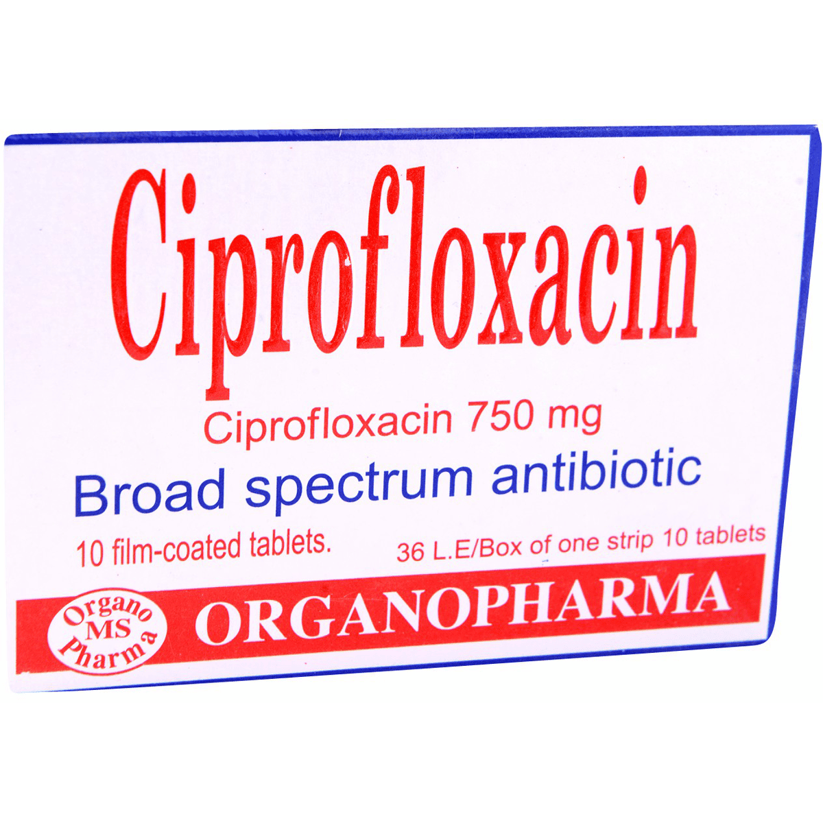 Ciprofloxacin 750mg 10 Film Coated Tablets image number 0