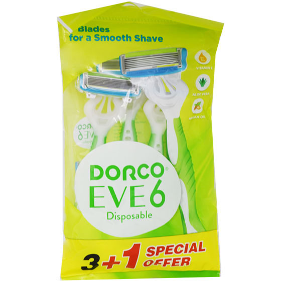 Dorco Eve 6 ( Disposable Razor 3+1pieces ) (Offer Pack) image number 0
