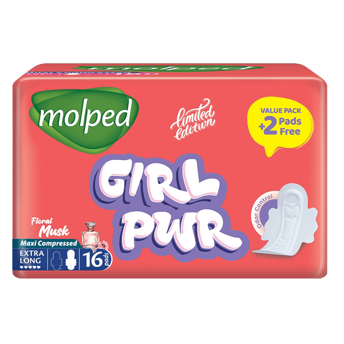 Molped Girl Pwr Musk Maxi Extra Long 16 Pieces (Offer Pack) image number 0