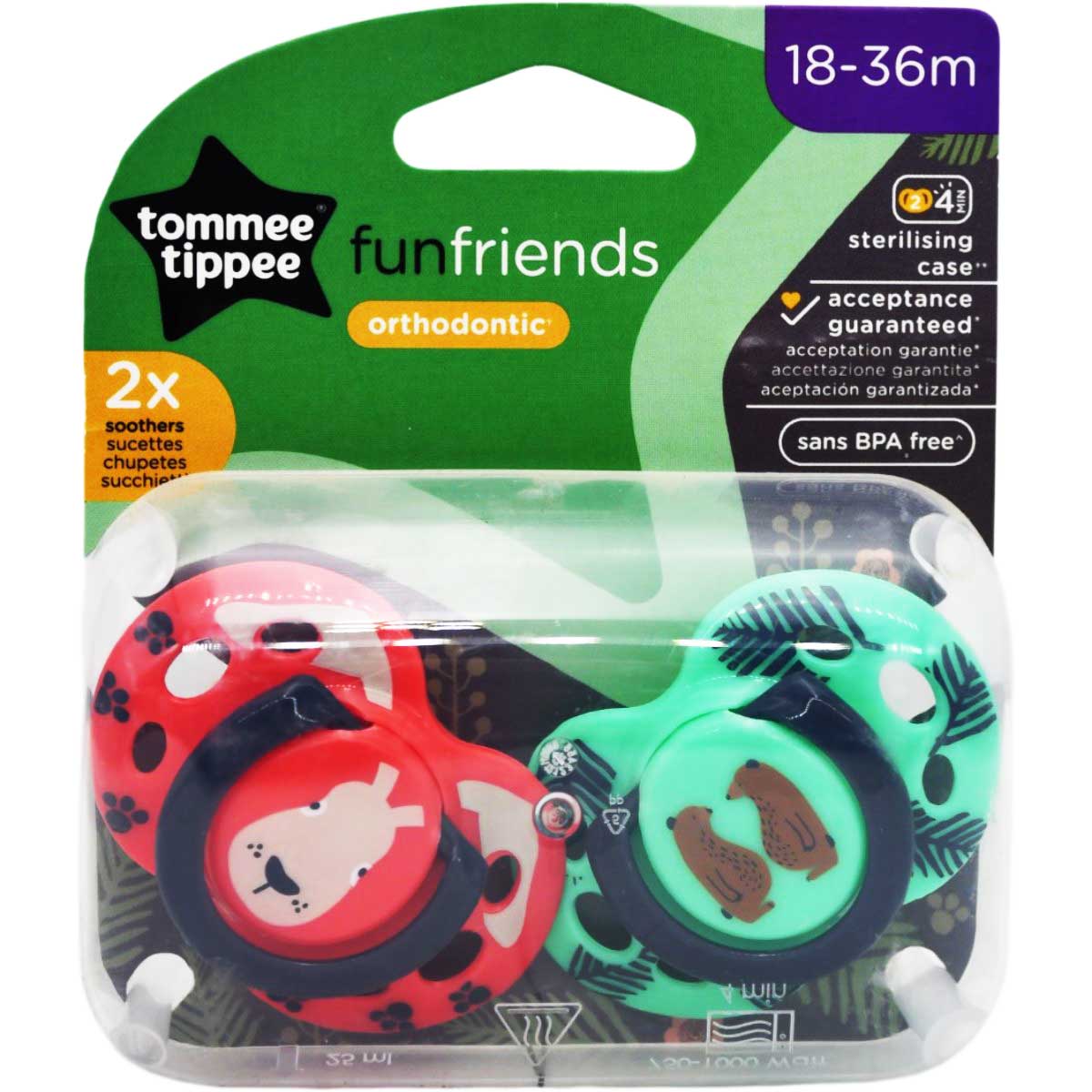 Tommee Tippee Fun Friends Orthodontic Soother (18-36 Month) 2 Pieces image number 0