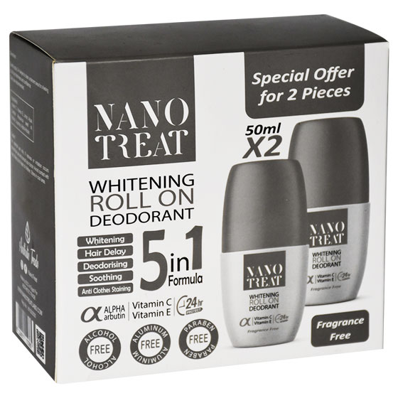 Nanotreat Fragrance Free Deodorant Roll On 2X50ml (Offer Pack) image number 0