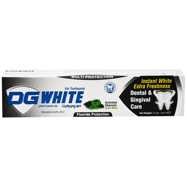 DG White Activated Charcoal with Mint Toothpaste Gel 60ml image number 0