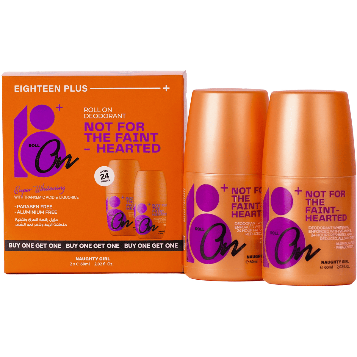 Eighteen Plus Naughty Girl Deodorant Roll On 60 ml (1+1) (Offer Pack) image number 0