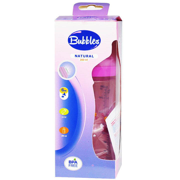 Bubbles Natural Bottle Pink (6) Month 280ml image number 0