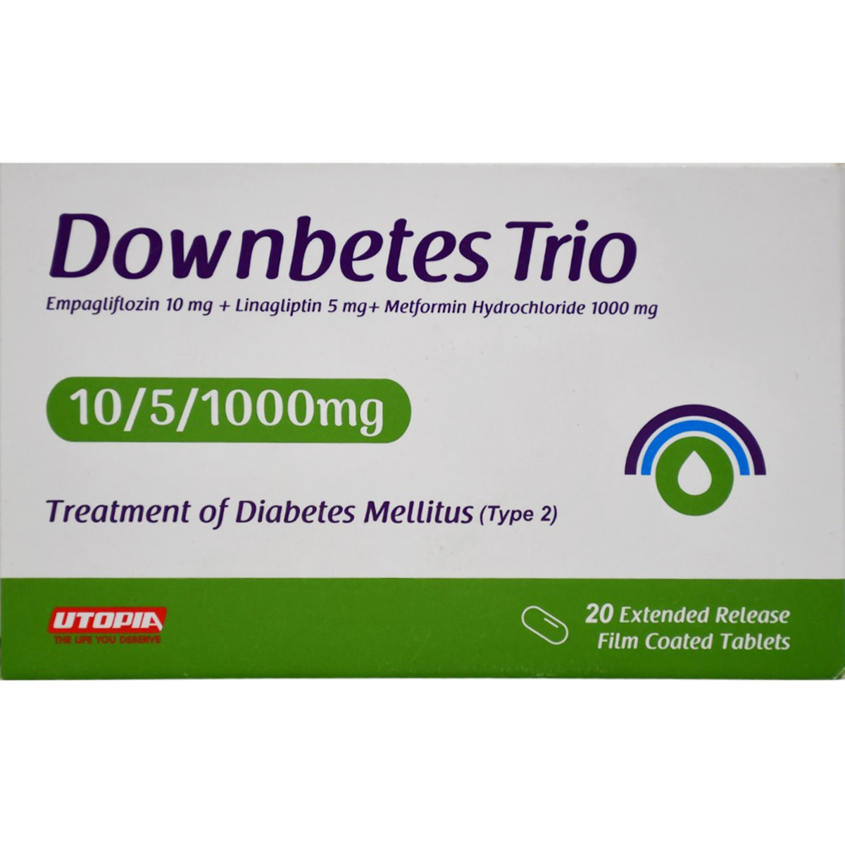 Downbetes Trio 10/5/1000mg 20 Extended Release Tablets image number 0