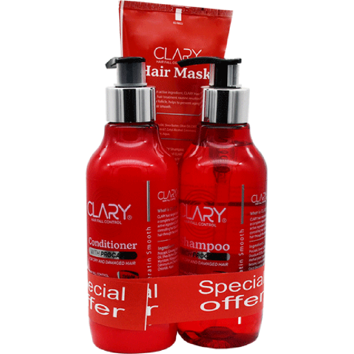 Clary (Shampoo 300ml+Conditioner 300ml+Mask 300ml) (Offer Pack) image number 0