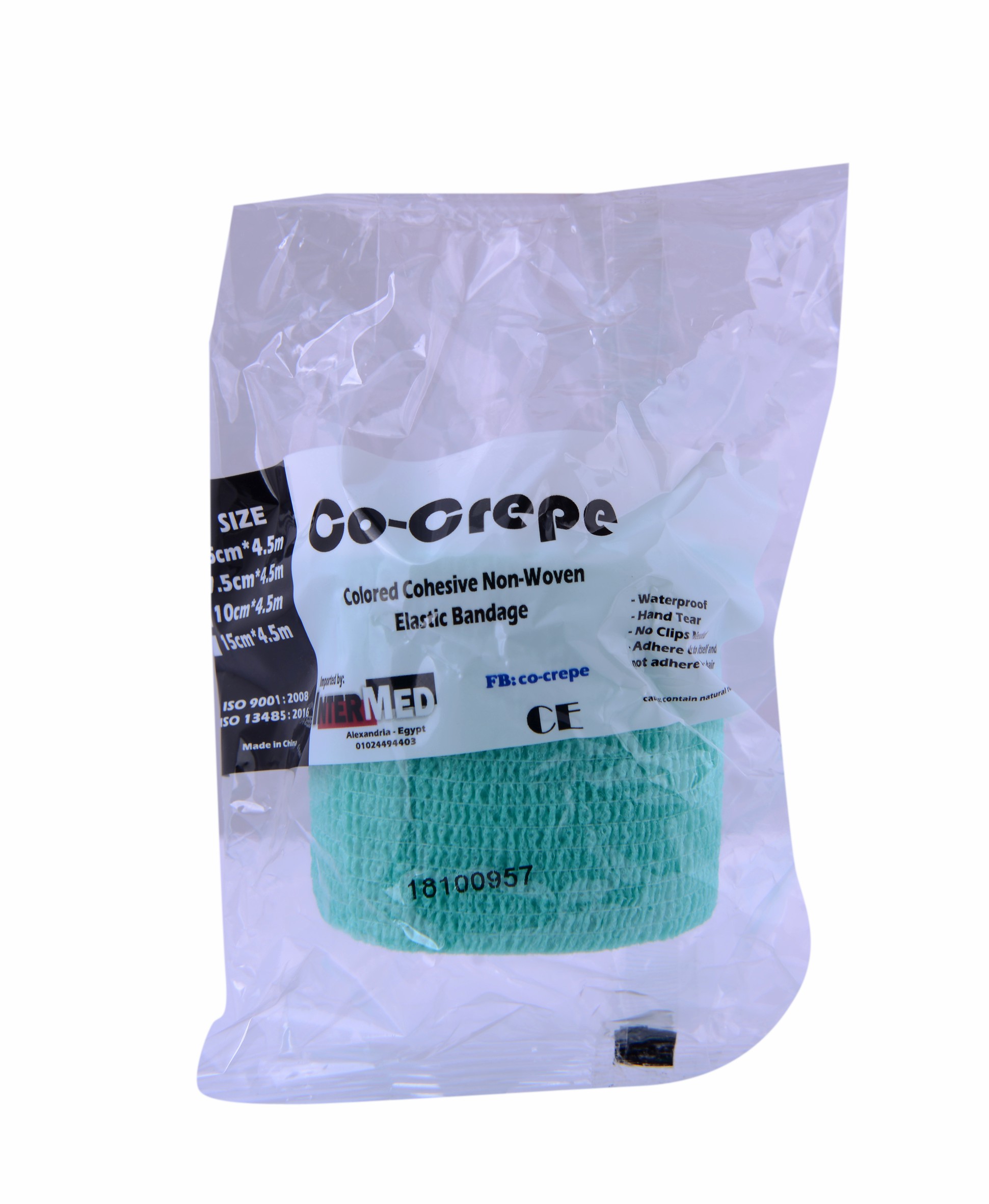 Elastic Cohesive Bandage Co Crepe 5Cm/Green image number 0